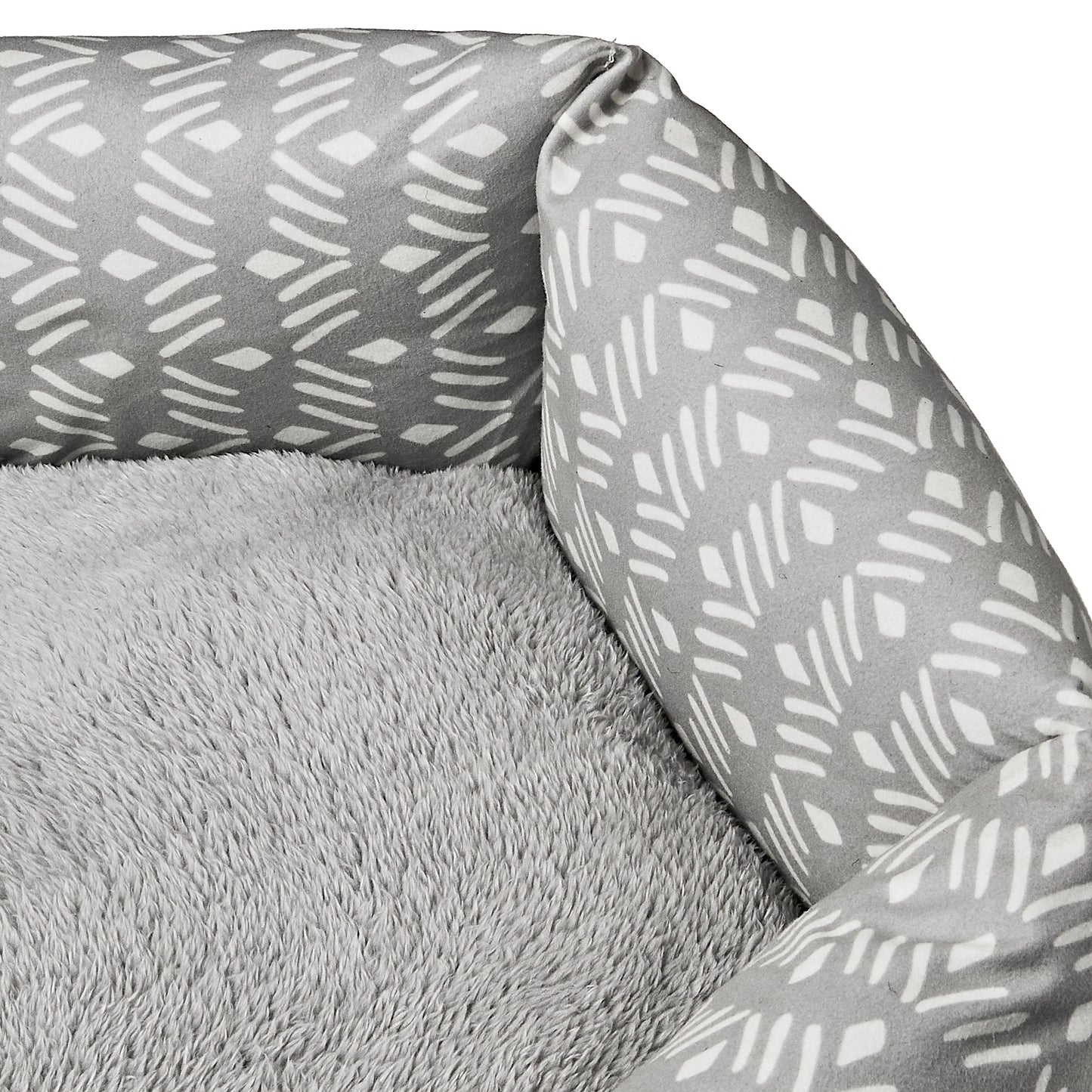 Small Cozy Cuddler-Style Dog & Cat Bed, Gray Ikat Print