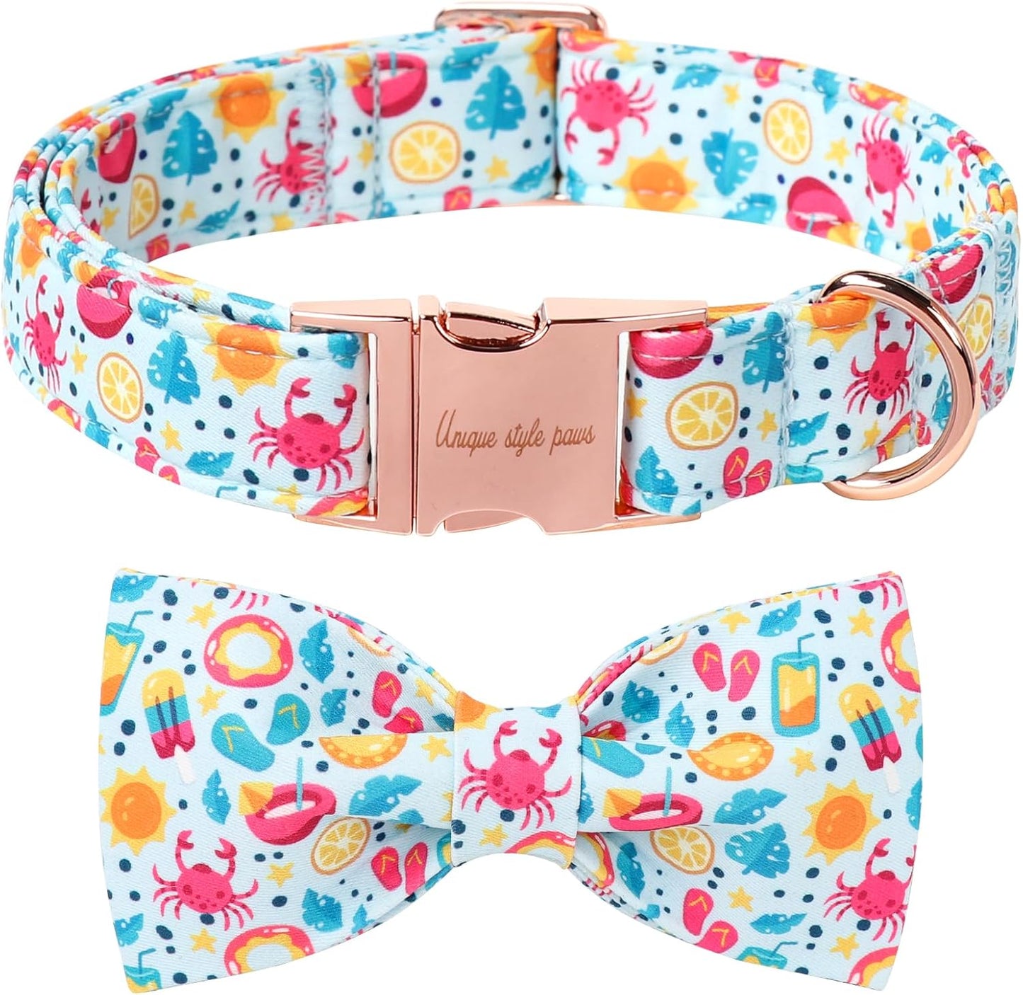 Plaid Dog Collar with Bow Pet Gift Adjustable Soft and Comfy Bowtie Collars for Small Medium Large Dogs