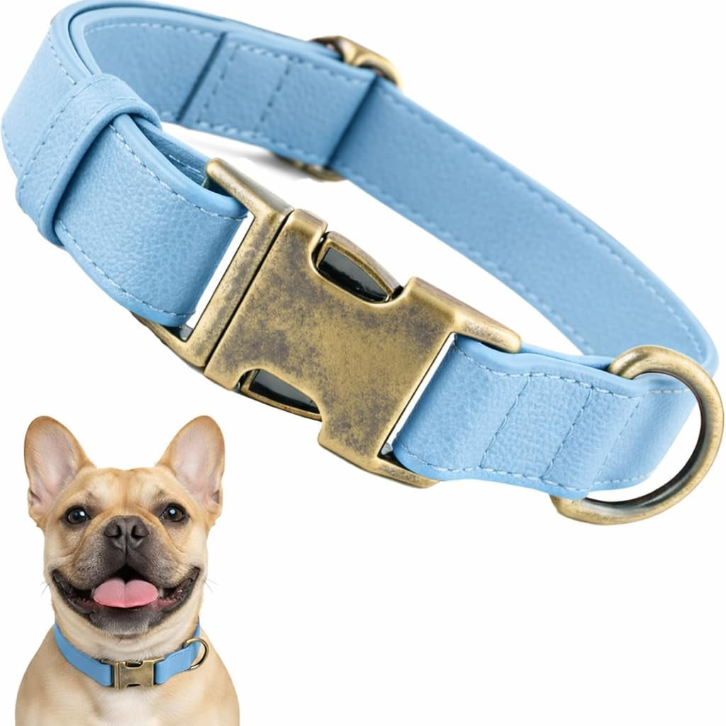 Dog Collars for Medium Dogs Silicone Leather Dog Collars Soft Flexible Waterproof Odor-Proof Durable Thick Classic Adjustable Pet Puppy Collar (Green, Medium (12.5-20" Neck))