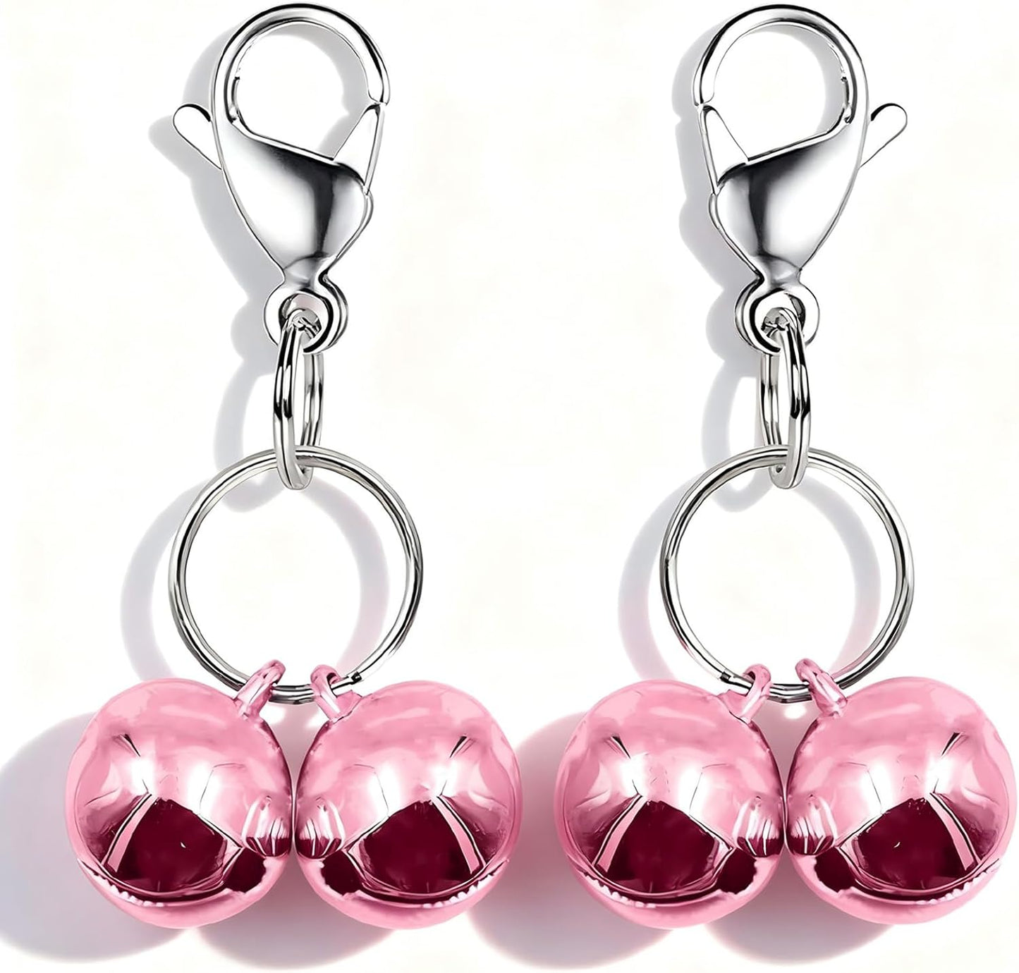 4 Sets Cat Bell for Dog Collar Charm Trainingpet Pendant Accessories with 2 Pack Stainless Steel Dog Tag Clips(2 Medium Silver)