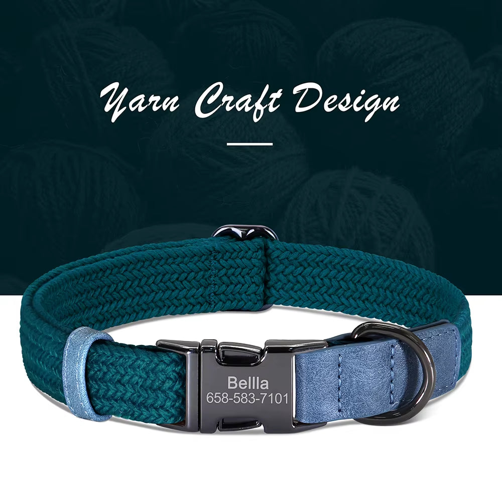 Custom Dog Collar Dog Durable Nylon Dog Collars Free Engraved Pet Name Buckle Necklace Adjustable for Small Medium Large Dogs
