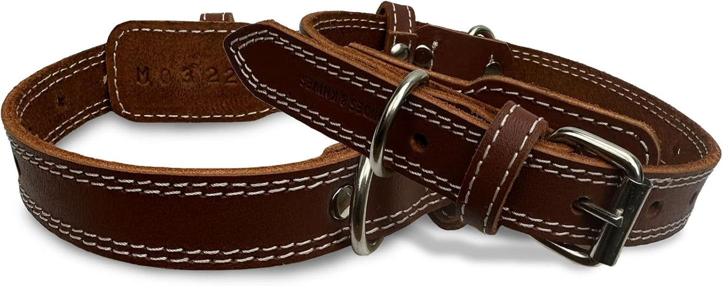 Leather Dog Collar with Reinforced Hardware, Heavy Duty Dog Collars for All Breeds, Made of Top Grain Genuine Leather That Is Soft & Durable (Black, MD)