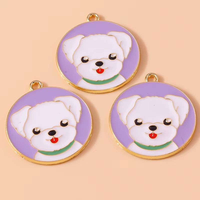 10Pcs Cute Enamel Animal Charms Husky Corgi Bulldog Puppy Dog Pendant for Bracelet Necklace Handmade Jewelry Findings