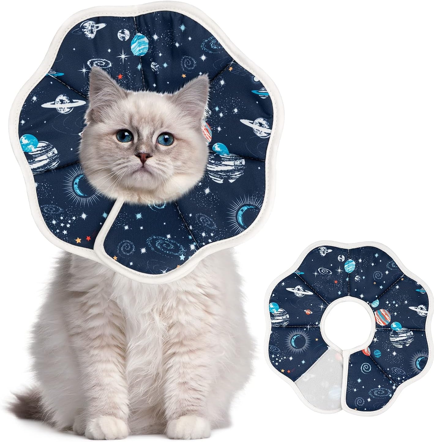 Adjustable Recovery Pet Cone E-Collar for Cats Kittens Rabbits, Plastic Elizabeth Protective Collar Wound Healing Practical Neck Cover, Neck Girth 6.1 In