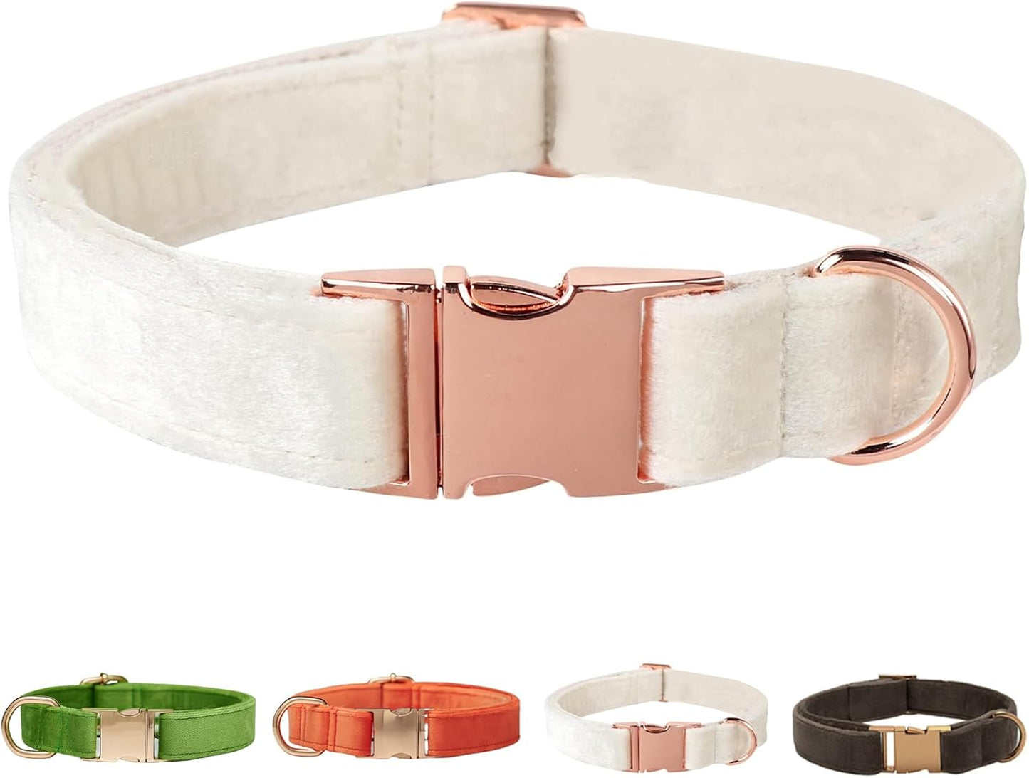 Velvet Dog Collar for Small Medium Dog, Durable Soft Velvet, White Green Orange Brown for Girl Boy, Adjustable Metal Buckle Puppy Collar Suitable for Running, Playing and Weddings. (Brown, XS)