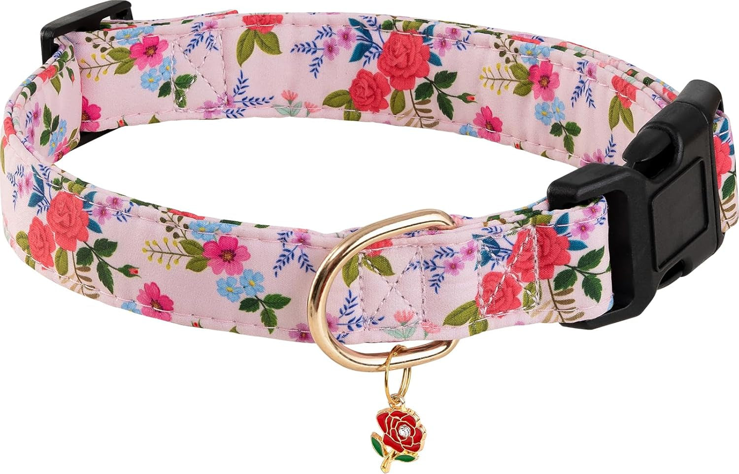 Cute Cotton Dog Collar for Small Medium Large Dogs Special Design Cute Pink Strawberry with Pendant for Girl Female Dogs Soft Adjustable Strawberry Puppy Collars for Girl Female Dogs Pet Collar