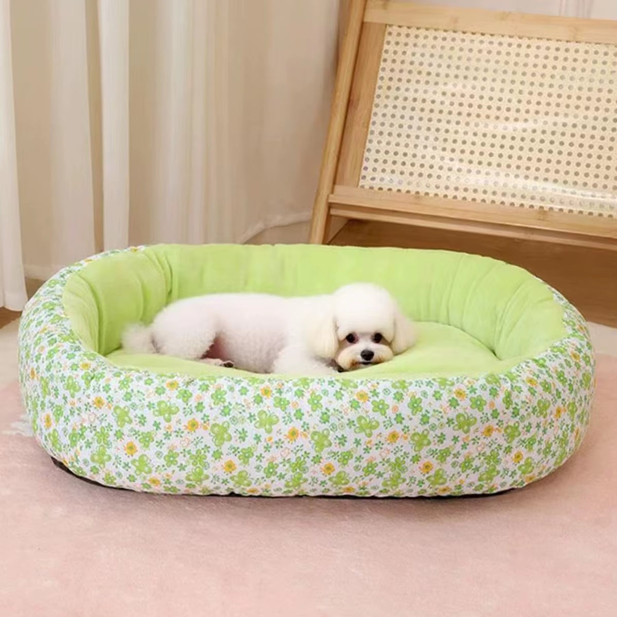 Floral All Season Dog Bed for French Bulldog Chihuahua Soft Cat Bed for Dogs Sleeping Puppy Pad Sofa Dog Bed Four Color Pet Pad