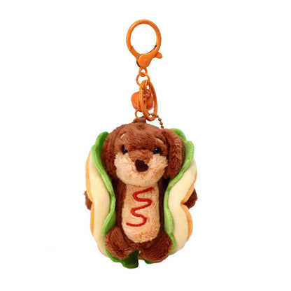 Dachshund Keychain Cute Dachshund Dog Hamburger Keychain Plush Bag Charm Dual-Function Accessory Adorable Key Chain Bag for Dog