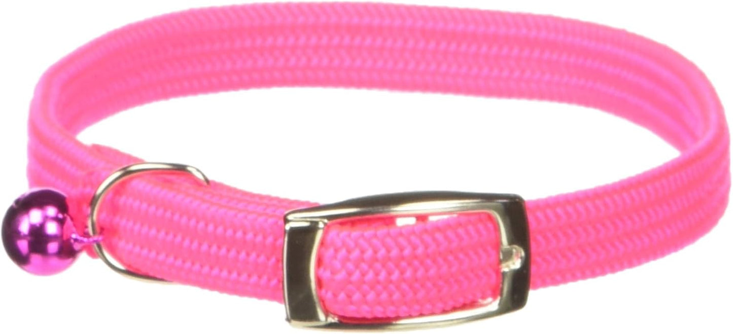 Kool Kat Elastic Cat Safety Collar with Bell, Green, 10"
