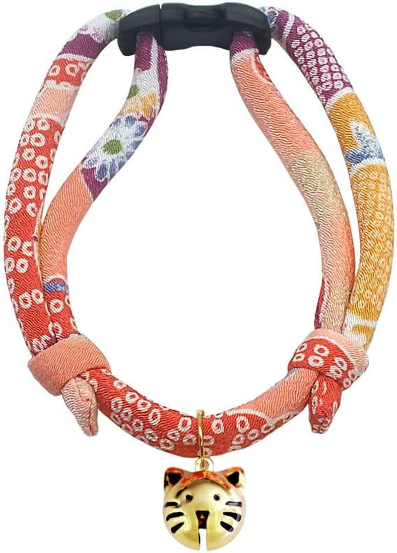 Cat Collar with Kitty Face Bell. Cute Japan Chirimen Kitten Collar. Soft & Lightweight.