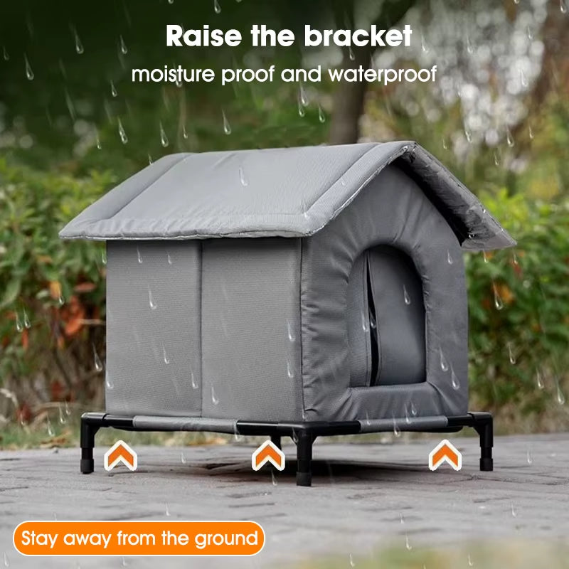 Stray Cat Dog House Waterproof Elevated Kitty Pet House Pad Outdoor Winter Warm Pet Cave Washable Weatherproof Cat Shelter