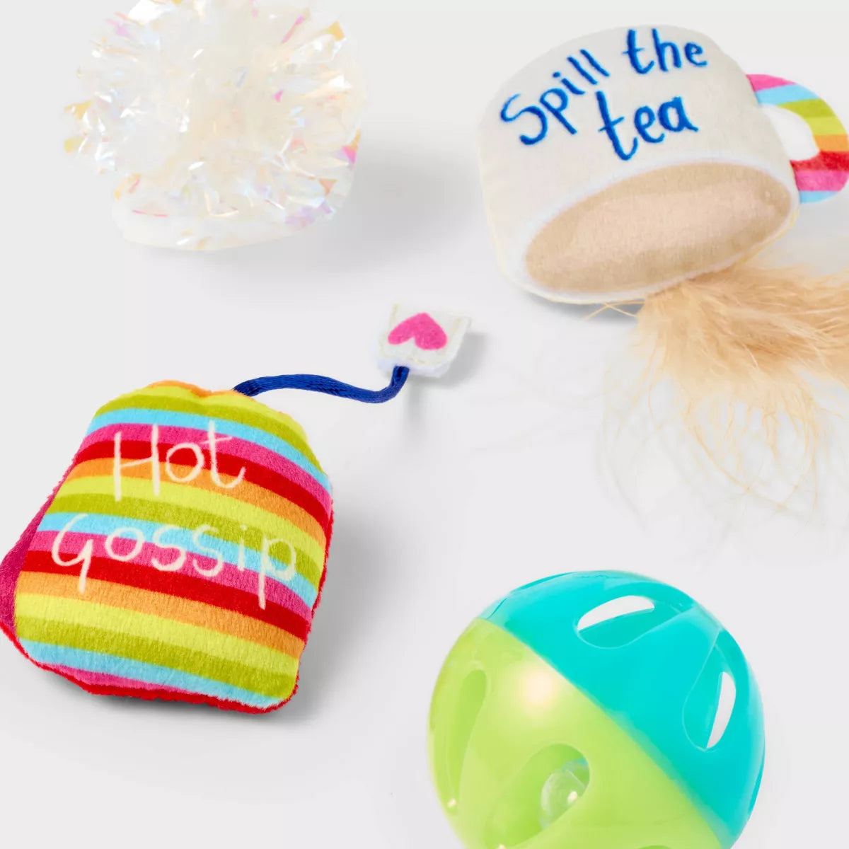 Pride Tea Party Cat Ball Plush Toy Set - 4Pk