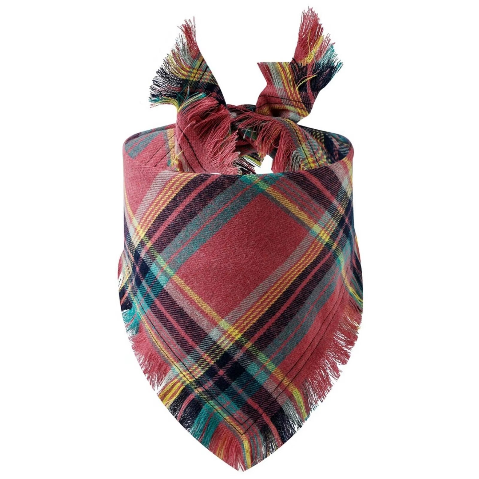 Plaid Tassel Dog Bandana Pet Triangular Scarf Pet Dog Cat Scarf Dog Supplies Photo Prop Stuff Bib Cat Puppy Accessories
