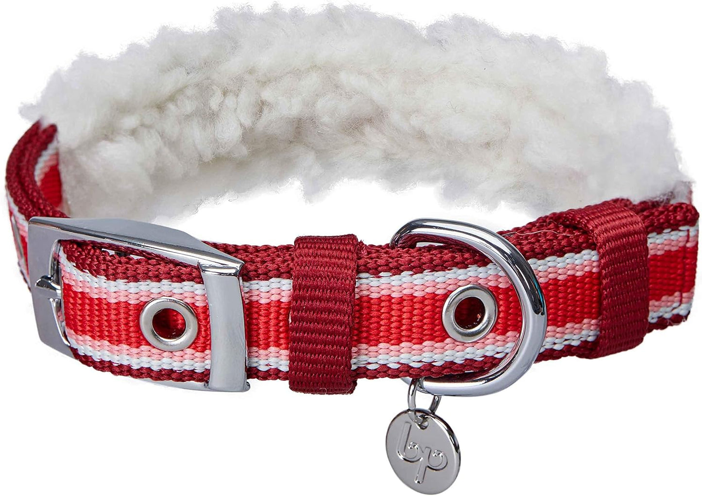 Soft & Comfy Scottish Argyle Padded Dog Collar - Pink, 13-16.5" Neck for Medium Pets, Adjustable Dog Collars for Small Dogs, Puppy Collar, Small Dog Collar, Sherpa Fleece, Metal Buckle