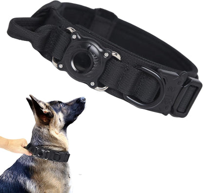 Tactical Dog Collar Adjustable Military Nylon Dog Collar with Control Handle and Heavy Duty Metal Buckle for Medium and Large Dogs (Brown,M)