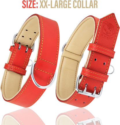 Riparo Large Dog Collar, Red Dog Collar for Large Breeds, Dog Collar Boy with Dog Tag Holder (L: 1.5" Wide for 17"-21" Neck, Red)