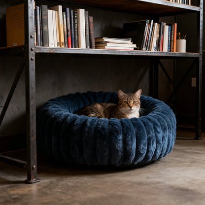 High Pile Plush round Pet Bed Kennel Mat Extra Warm Dog Cat Bed with Raised Edge for Small Medium Pets