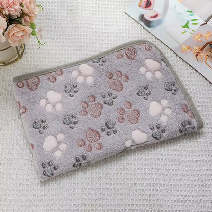 New Winter Soft Flannel Fleece Cat Dog Bed Blanket Bed Mats Paw Foot Print Warm Pet Sleeping Beds Cover Mat for Dogs Cats Pets