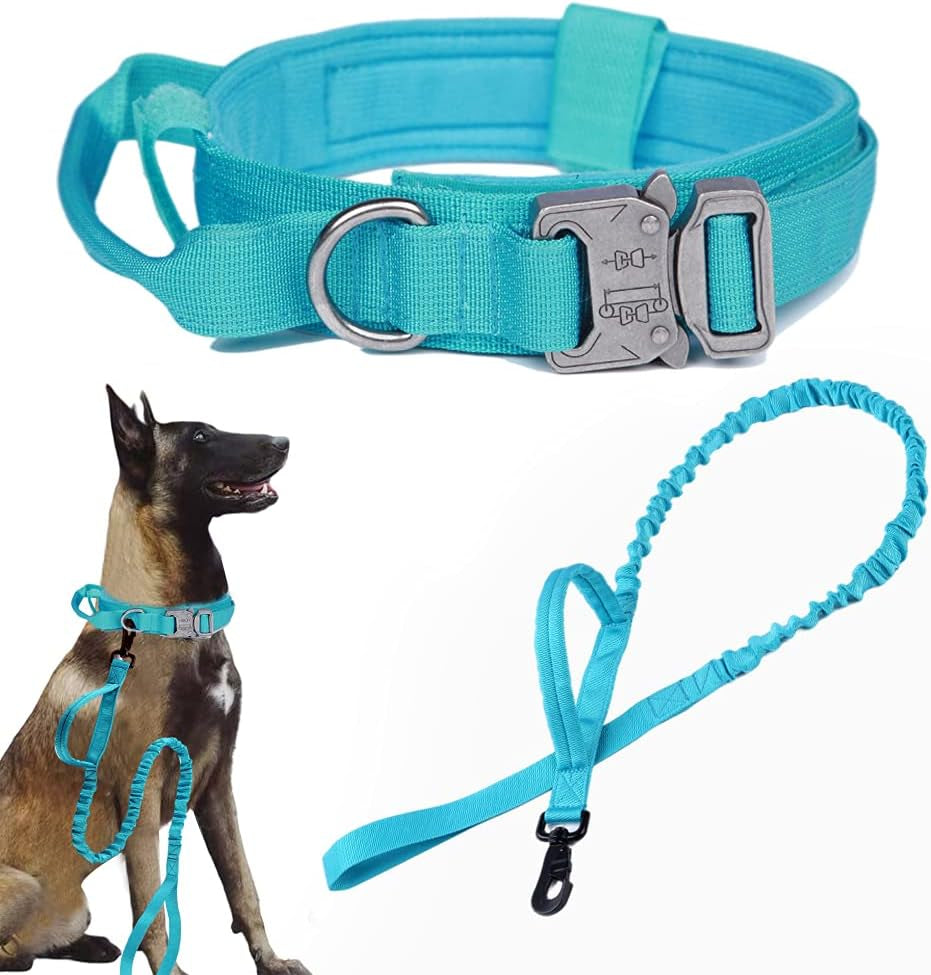 Tactical Dog Collar Adjustable Military Nylon Dog Collar with Control Handle and Heavy Duty Metal Buckle for Medium and Large Dogs (Brown,M)