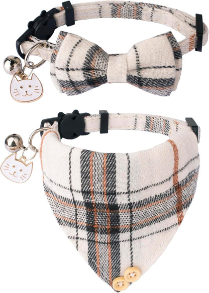 St. Patrick'S Day Cat Collars with Bow Bell, Green Shamrock Pattern Kitten Collar with Removable Bowtie, Pet St Patricks Collars for Cats Kittens (St. Patrick'S Day)