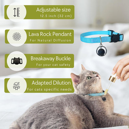 Calming Cat Collar - Vet Approved Pee Deterrent & Anti-Anxiety Relief with Essential Oils