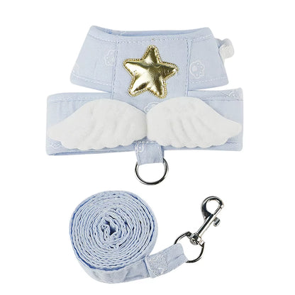 Angel Wing Cat Harness and Leash Set, Adjustable Kitten Vest Harness for Walking, Escape-Proof Soft Mesh Breathable Also Puppy