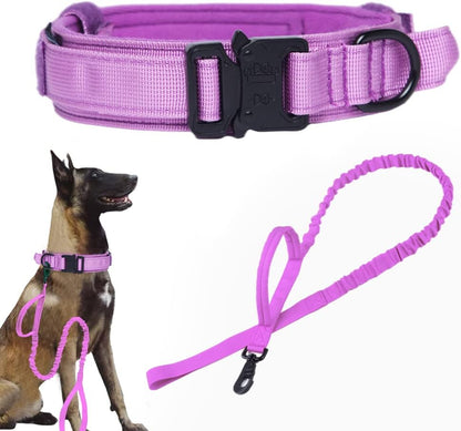 Tactical Dog Collar Adjustable Military Nylon Dog Collar with Control Handle and Heavy Duty Metal Buckle for Medium and Large Dogs (Brown,M)
