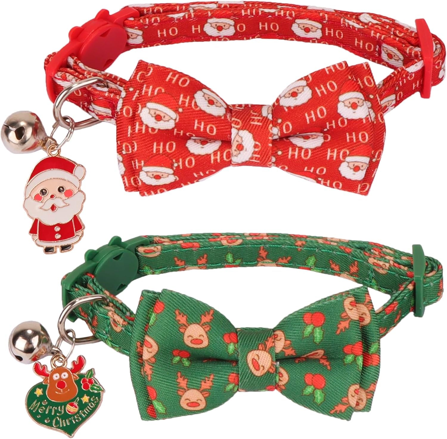 St. Patrick'S Day Cat Collars with Bow Bell, Green Shamrock Pattern Kitten Collar with Removable Bowtie, Pet St Patricks Collars for Cats Kittens (St. Patrick'S Day)