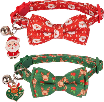 St. Patrick'S Day Cat Collars with Bow Bell, Green Shamrock Pattern Kitten Collar with Removable Bowtie, Pet St Patricks Collars for Cats Kittens (St. Patrick'S Day)