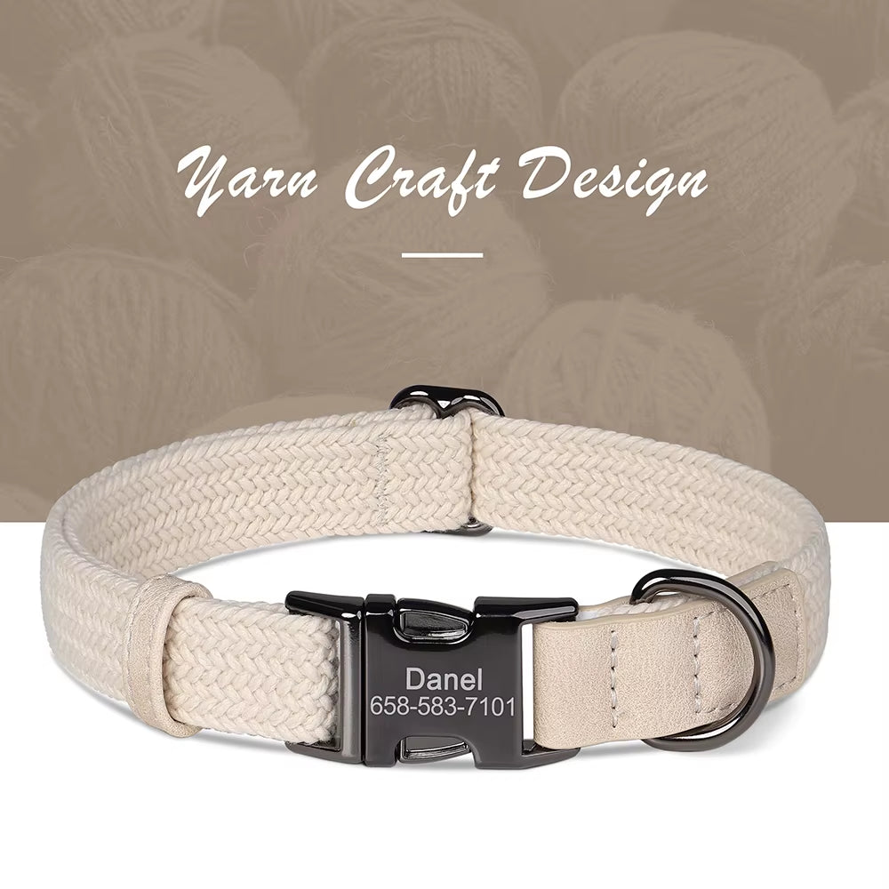 Custom Dog Collar Dog Durable Nylon Dog Collars Free Engraved Pet Name Buckle Necklace Adjustable for Small Medium Large Dogs