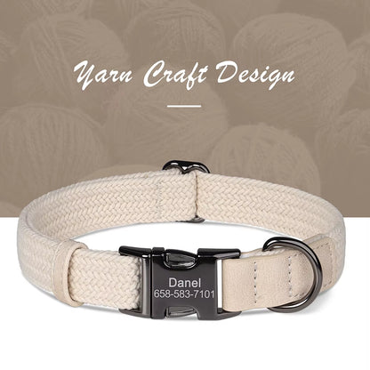 Custom Dog Collar Dog Durable Nylon Dog Collars Free Engraved Pet Name Buckle Necklace Adjustable for Small Medium Large Dogs