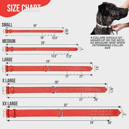 Riparo Large Dog Collar, Red Dog Collar for Large Breeds, Dog Collar Boy with Dog Tag Holder (L: 1.5" Wide for 17"-21" Neck, Red)