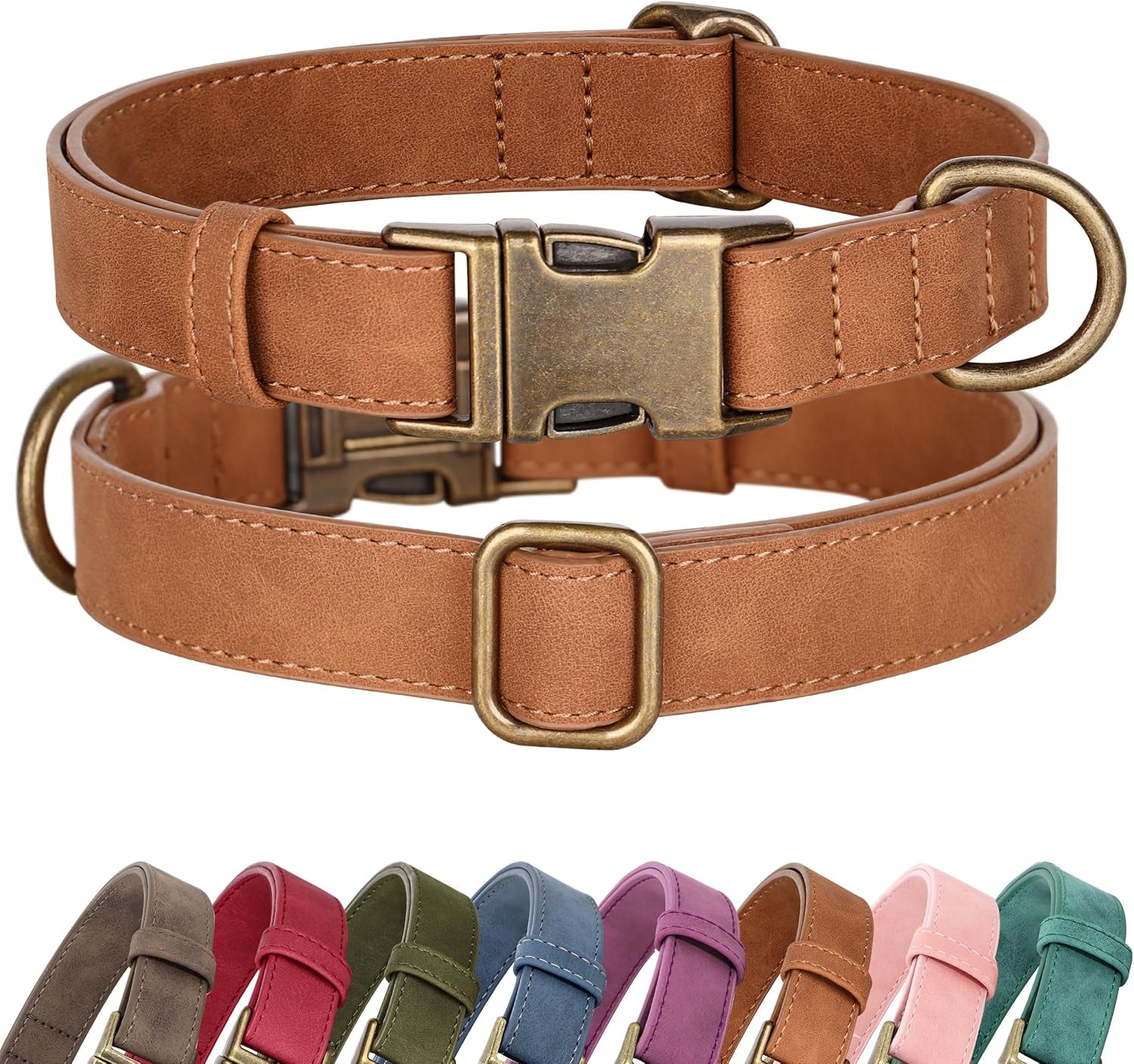 Soft PU Leather Dog Collar, Stylish Quick Released Dog Collars for Small Dogs, Easy Clean Adjustable Pet Collar for Daily Walking, Blue, S Fit 10-15" Neck