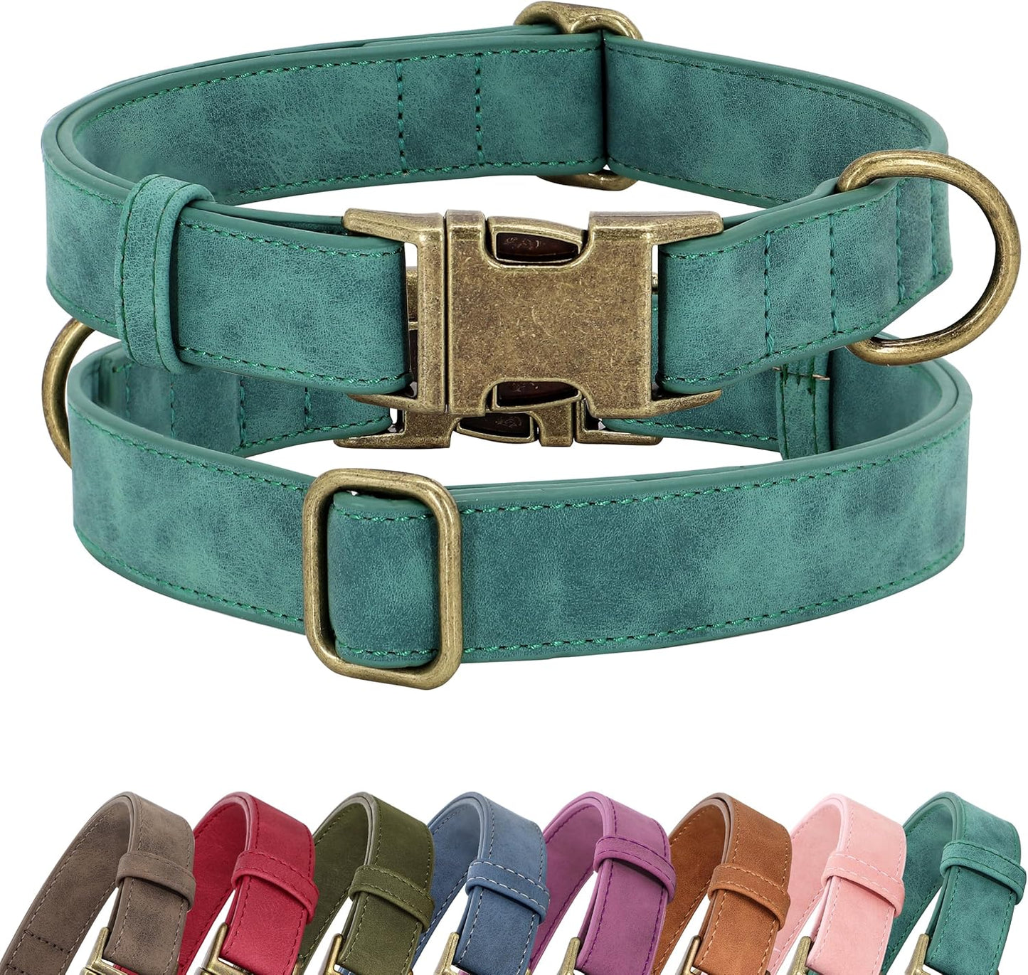 Soft PU Leather Dog Collar, Stylish Quick Released Dog Collars for Small Dogs, Easy Clean Adjustable Pet Collar for Daily Walking, Blue, S Fit 10-15" Neck