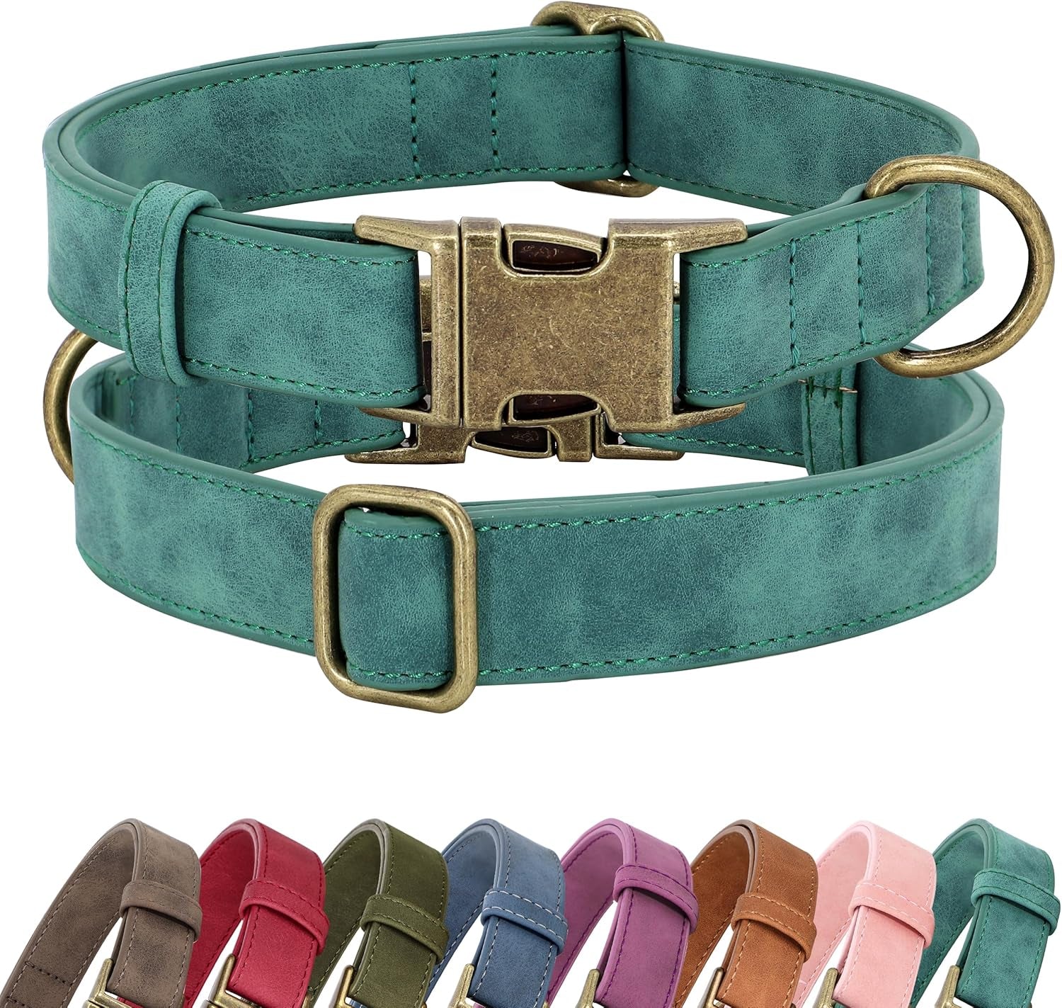 Soft PU Leather Dog Collar, Stylish Quick Released Dog Collars for Small Dogs, Easy Clean Adjustable Pet Collar for Daily Walking, Blue, S Fit 10-15" Neck