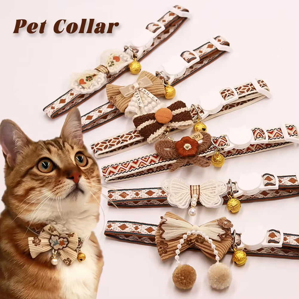 8 Colors Cute and Versatile Adjustable Durable with Bells Pet Collars Necklaces Positioning Pets Cats Dogs Party Photos Props