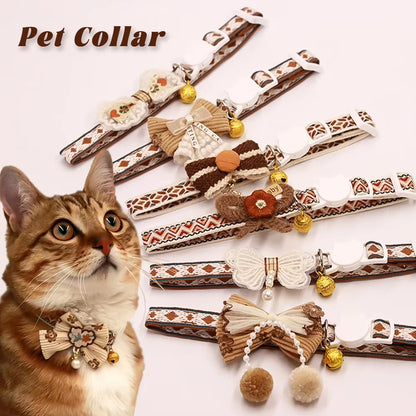 8 Colors Cute and Versatile Adjustable Durable with Bells Pet Collars Necklaces Positioning Pets Cats Dogs Party Photos Props