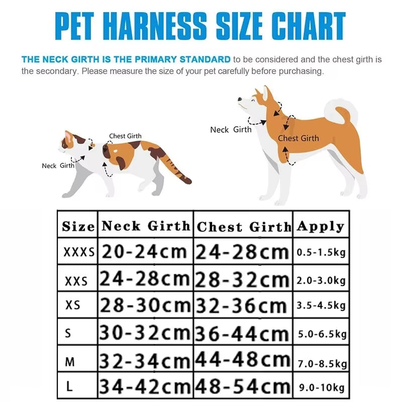 Cat Harness Reflective Pet Harnesses and Leashes Set Adjustable Pet Harness for Cats Small Dogs Pug Chihuahua Cat Accessories