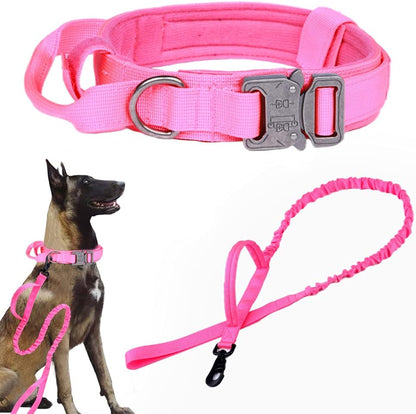 Tactical Dog Collar Adjustable Military Nylon Dog Collar with Control Handle and Heavy Duty Metal Buckle for Medium and Large Dogs (Brown,M)