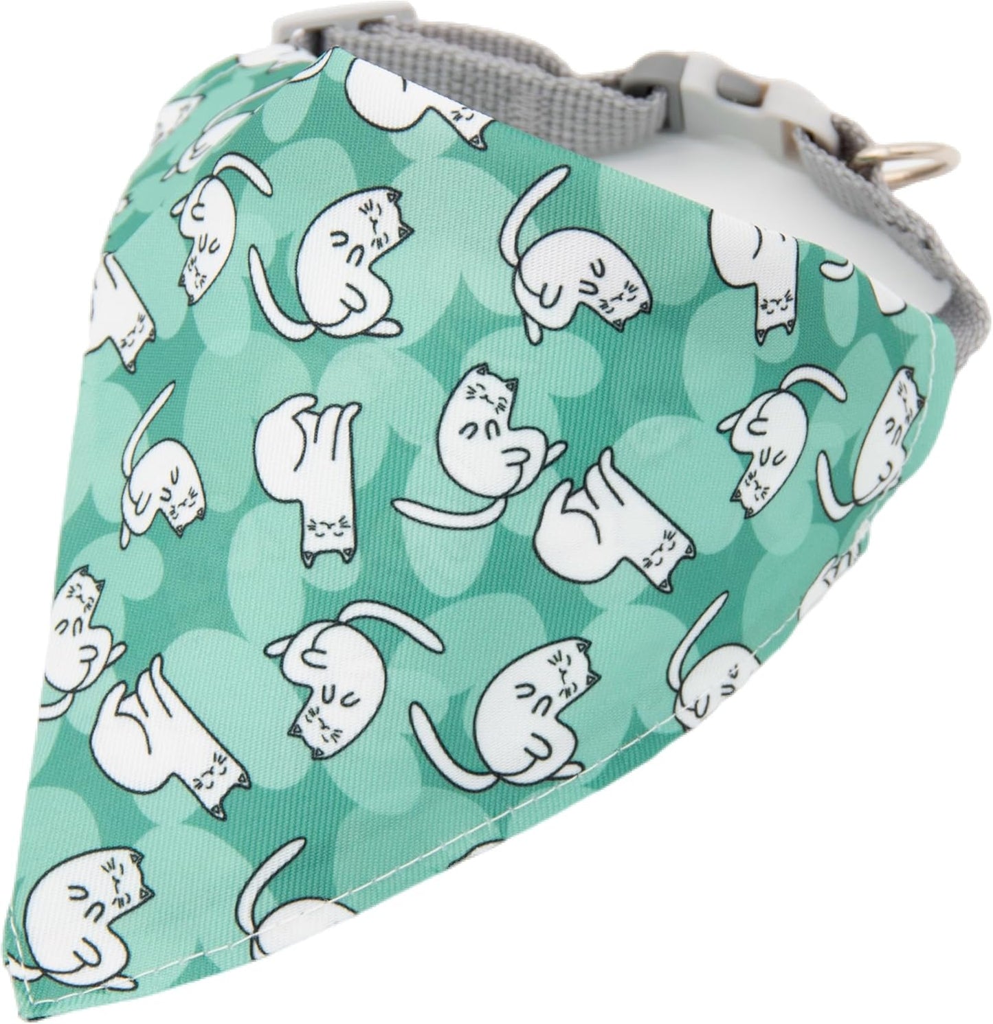 Dog Bandana and Collar Set, Adjustable Soft Lightweight Pet Accessory for Neck 26–42 Cm (10.2–16.5") (Blue Dinosaur)