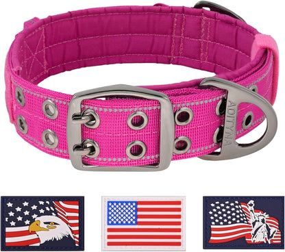Heavy Duty Dog Collar for Large Dogs - Reflective Collar with Handle for Training, and Walking - Wide, Thick, Tactical, Soft Neoprene Padded