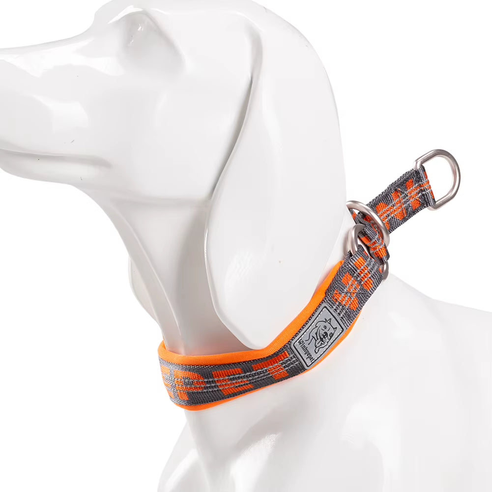 P Chain Pet Reflective Collar Nylon Best Neoprene Padded Half Choke Training Lightweight Washable Sports YC1852