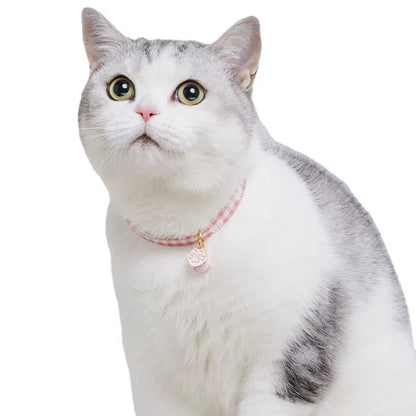 Collar Candy Avocado Pendant Cat Plaid Cat Collars Bell Cartoon Necklace Adjustable Collar for Cat Small Dog Pet Cat Accessories