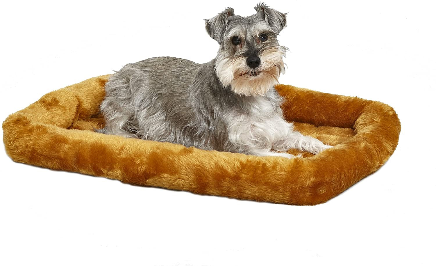 Cozy Gray Faux Fur Bolster Dog Bed - Ultra-Soft, Machine Washable, Perfect for XXS Dogs and Cats in 18-Inch Crates and Carriers