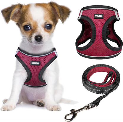Dog Harness and Leash Set, No Pull Soft Mesh Pet Harness, Reflective Adjustable Puppy Vest for Small Medium Large Dogs, Cats (Pink, X-Small (Pack of 1)