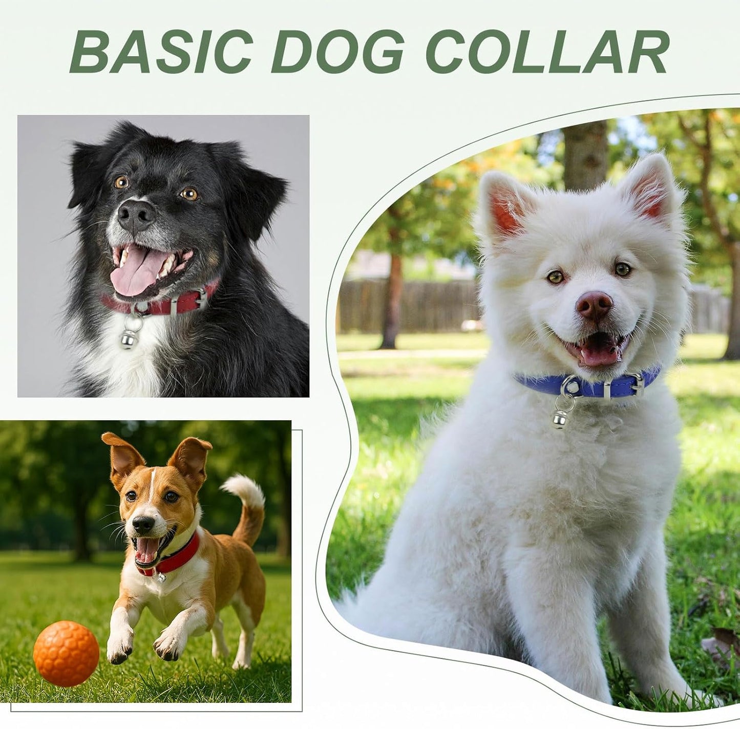 Dog Collar with Bell, Pu Leather Cat Collars Pet Basic Soft Padded Adjustable Buckle, 14.5" (Blue, 1 Pcs), Intended for Teacup/Little Dog/Kitten Cats/Small Animals