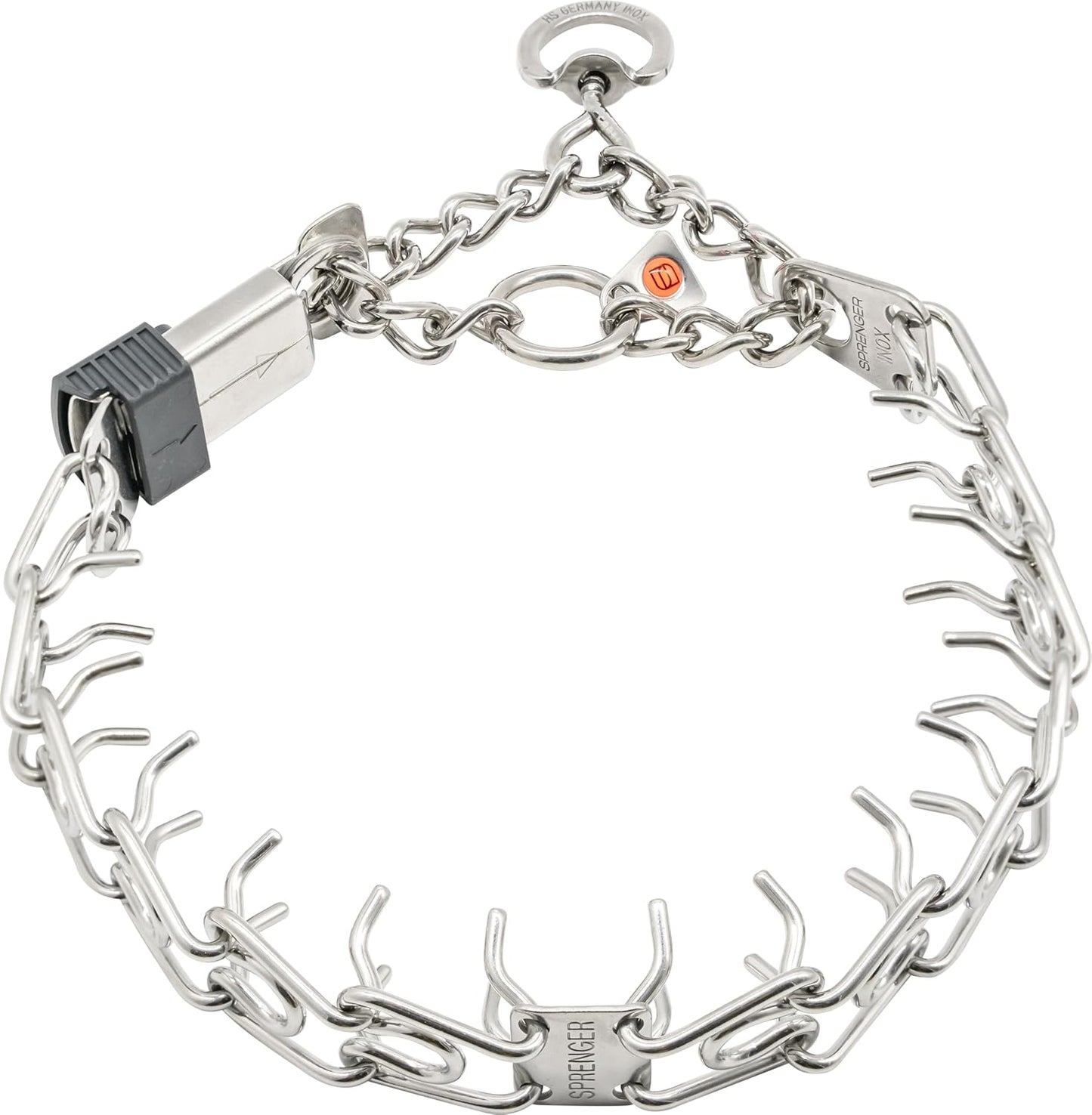 Prong Dog Training Collar, 22In X 3.0Mm (Neck Size up to 18In) Medium, Ultra-Plus Chrome Plated Steel Pet Pinch anti Pull Collar for Dogs Made in Germany