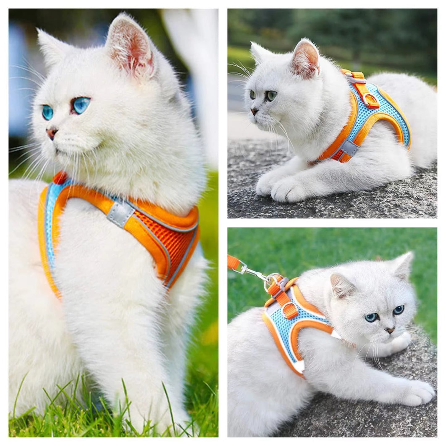 Cat Harness Reflective Pet Harnesses and Leashes Set Adjustable Pet Harness for Cats Small Dogs Pug Chihuahua Cat Accessories