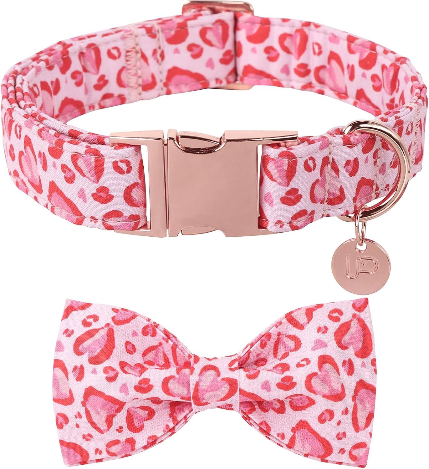Patriotic Dog Collar with Bow Tie - 4th of July Comfortable Cotton American Flag Design for Large Dogs, Stylish Metal Buckle