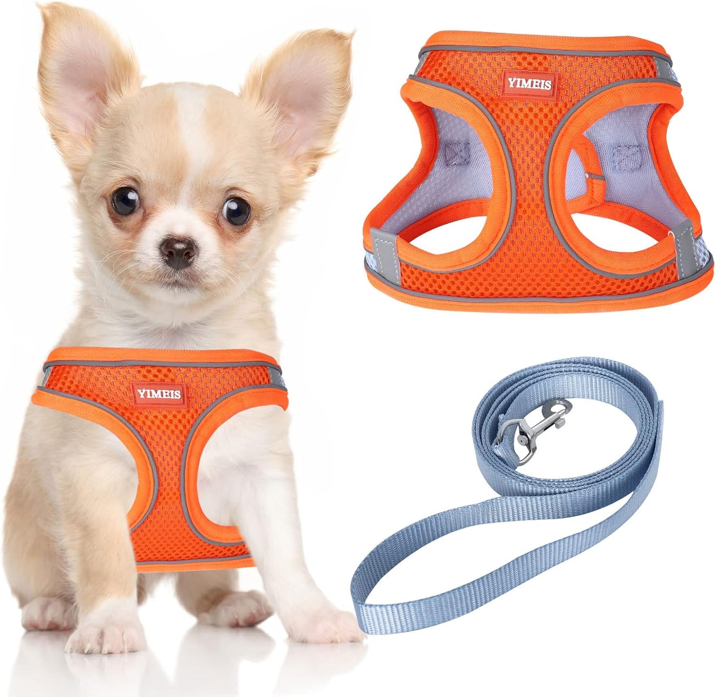 Dog Harness and Leash Set, No Pull Soft Mesh Pet Harness, Reflective Adjustable Puppy Vest for Small Medium Large Dogs, Cats (Pink, X-Small (Pack of 1)